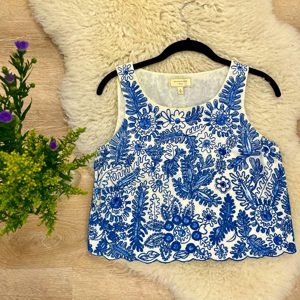 Anthropologie Tops | Anthro Moulinette Soeurs Bleuet Embroidered Top